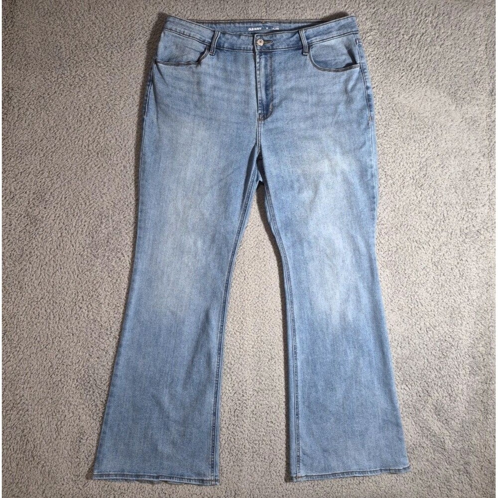 Old Navy High Rise Flare Leg Jeans Womens Sz 16 Blue Light Wash